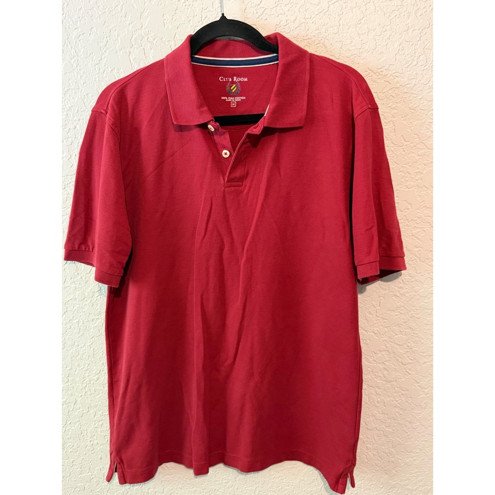 Club Room Pima Cotton Polo Shirt Medium Red Preppy Classic Casual